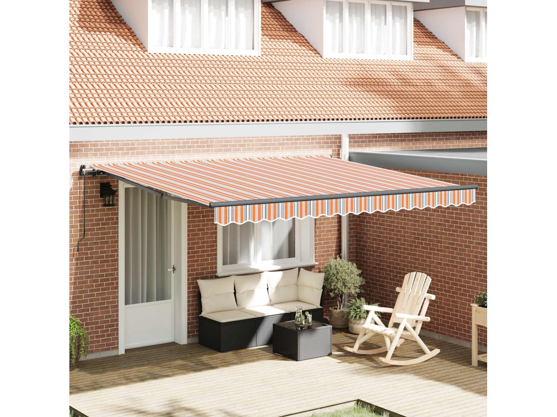 Vidaxl Toldo Retrátil Multicolor 400 × 350 Cm Poliéster E Alumínio