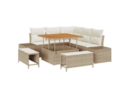 Conjunto 8 Conjunto De Sofá De Jardim Vidaxl Bege Vime Pe (100 X 100 X 71 Cm)