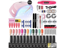 Conjunto Manicure para de Unhas com Lâmpada Uv Led Gel Esmalte Kit Unha Elétrica Broca D e GOKOCO