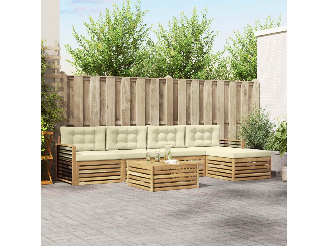 Vidaxl Conjunto De Sofás Para Exterior 7 Unid. Branco E Creme