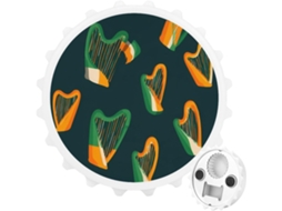 Ímã De Geladeira Em Aço Inoxidável Com A Bandeira Da Irlanda Formato Harpa, Branco, 7