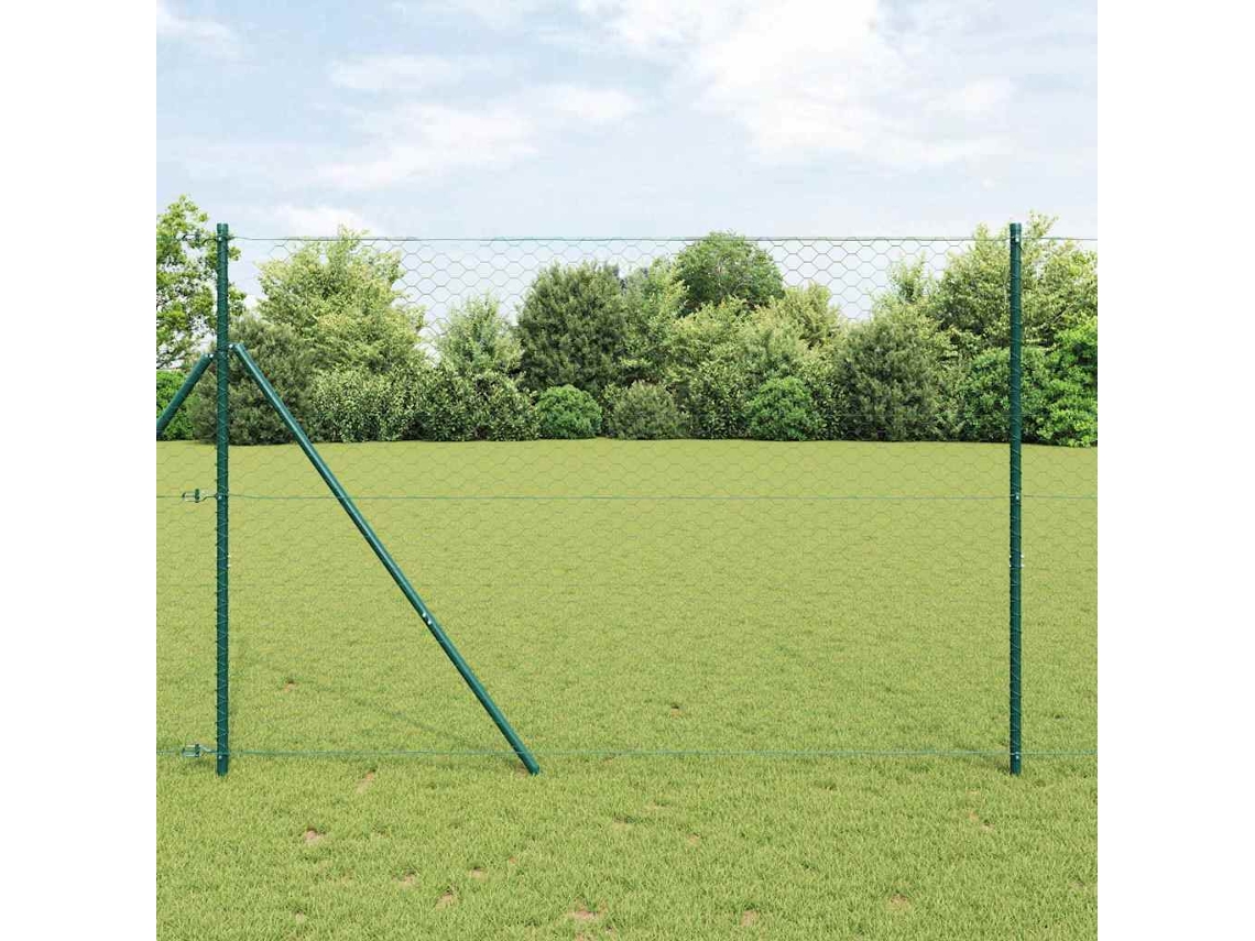 Vidaxl Fixação Para Cerca Hexagonal No Chão 50 X 1,6 M Verde Malha