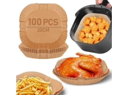 papel Parchment Quadrado para Air Fryer 20 Cm, 100 Peças, Antiaderente, À Prova de Água e Óleo