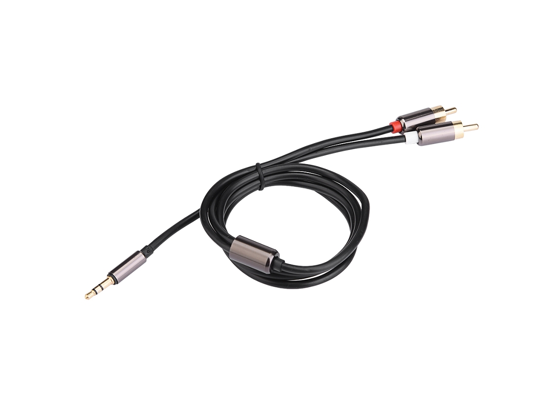 Cabo adaptador de áudio estéreo com plugue auxiliar de 3,5 mm macho para 2 RCA macho CHABERLU