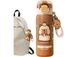 Garrafa De Água Esportiva Fofa - Caneca Aço Inoxidável Com Design Capivara E Tampa Canudo Térmica