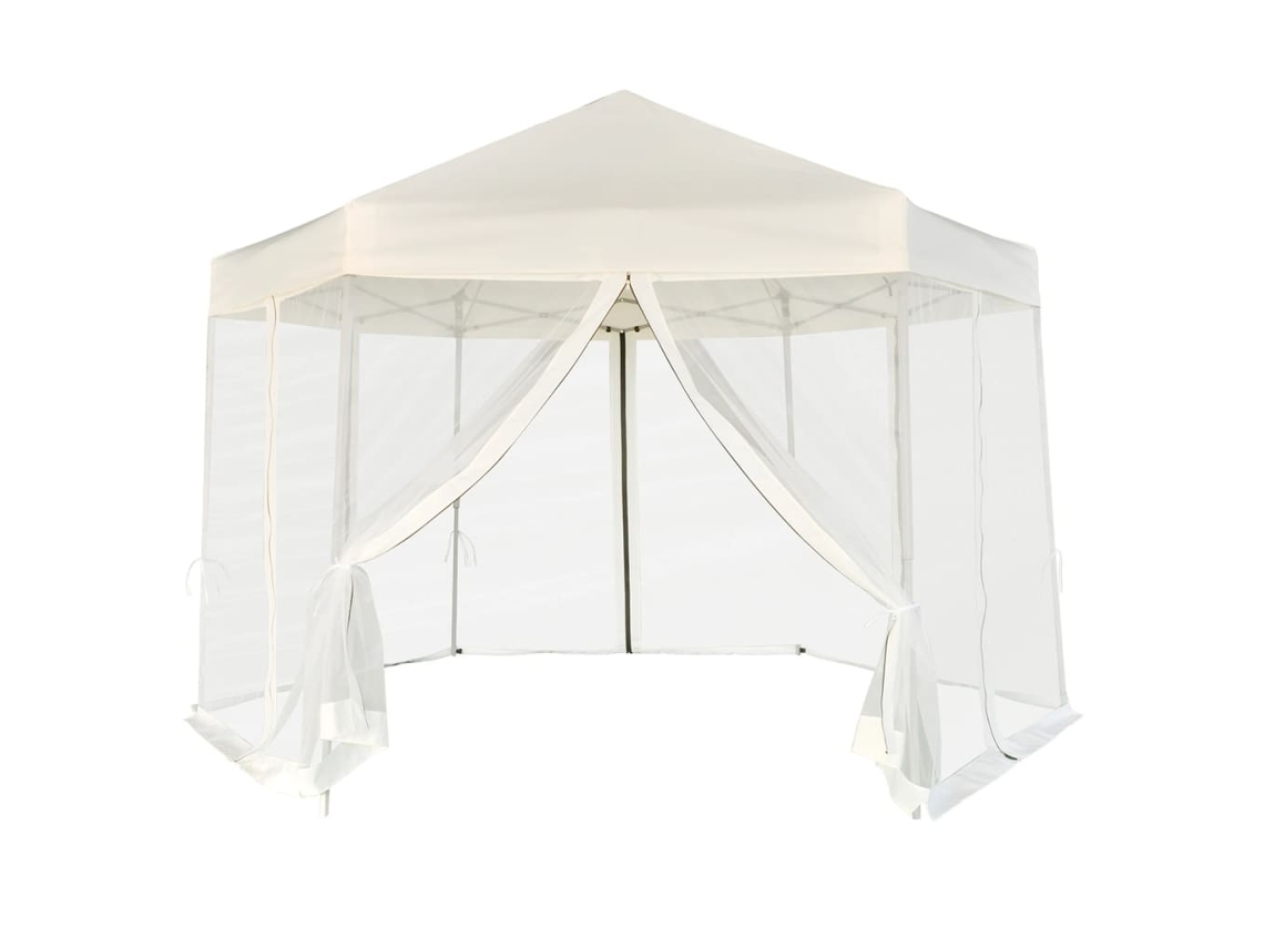 Vidaxl Tenda Festas Pop-up Hexagonal 6 Paredes 3,6x3,1 M Branco Creme