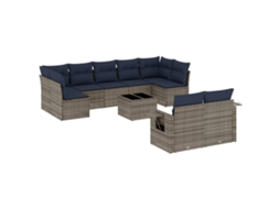 Conjunto de Sofá de Jardim, 10 Peças, Almofadas, Rattan Cinza MAISON EXCLUSIVE