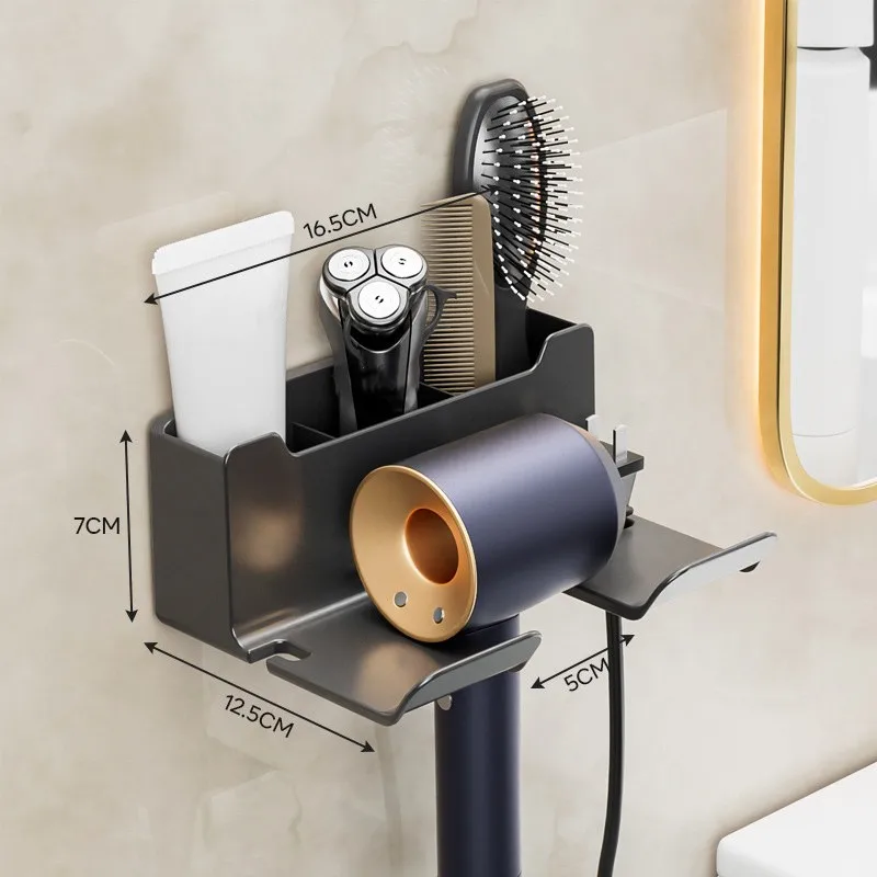 Suporte Para Secador De Cabelo, Organizador Armazenamento Cabelo No Banheiro, Pente, Ventilador Vaso Sanitário, Prateleiras Banheiro