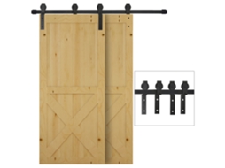 Kit Porta Deslizante Celeiro 2m Larg.100cm C/ Trilho Duplo + Espessura35-40mm Carga90kg