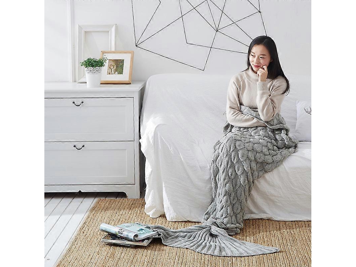 Rebe manta de Cola de Sereia Plaid, Manta Personalizada, Presente Ideal 190 X 90 Cm (cinza)