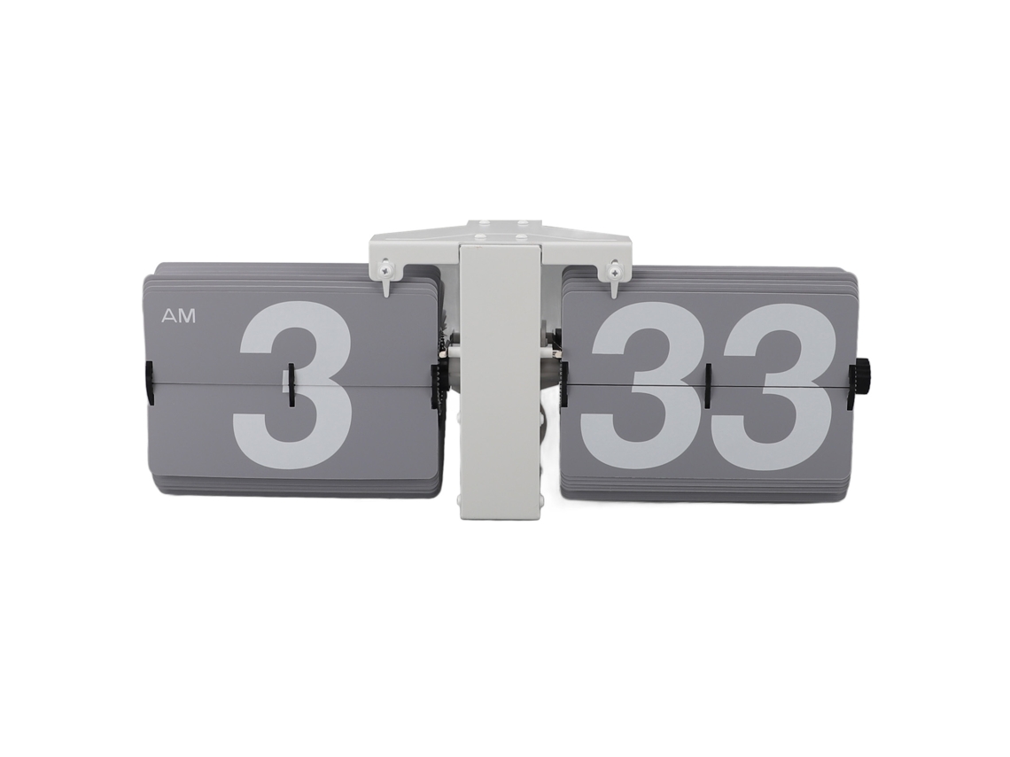 Relógio Mecânico De Flip Automático Retro Com Bateria Branco E Cinza
