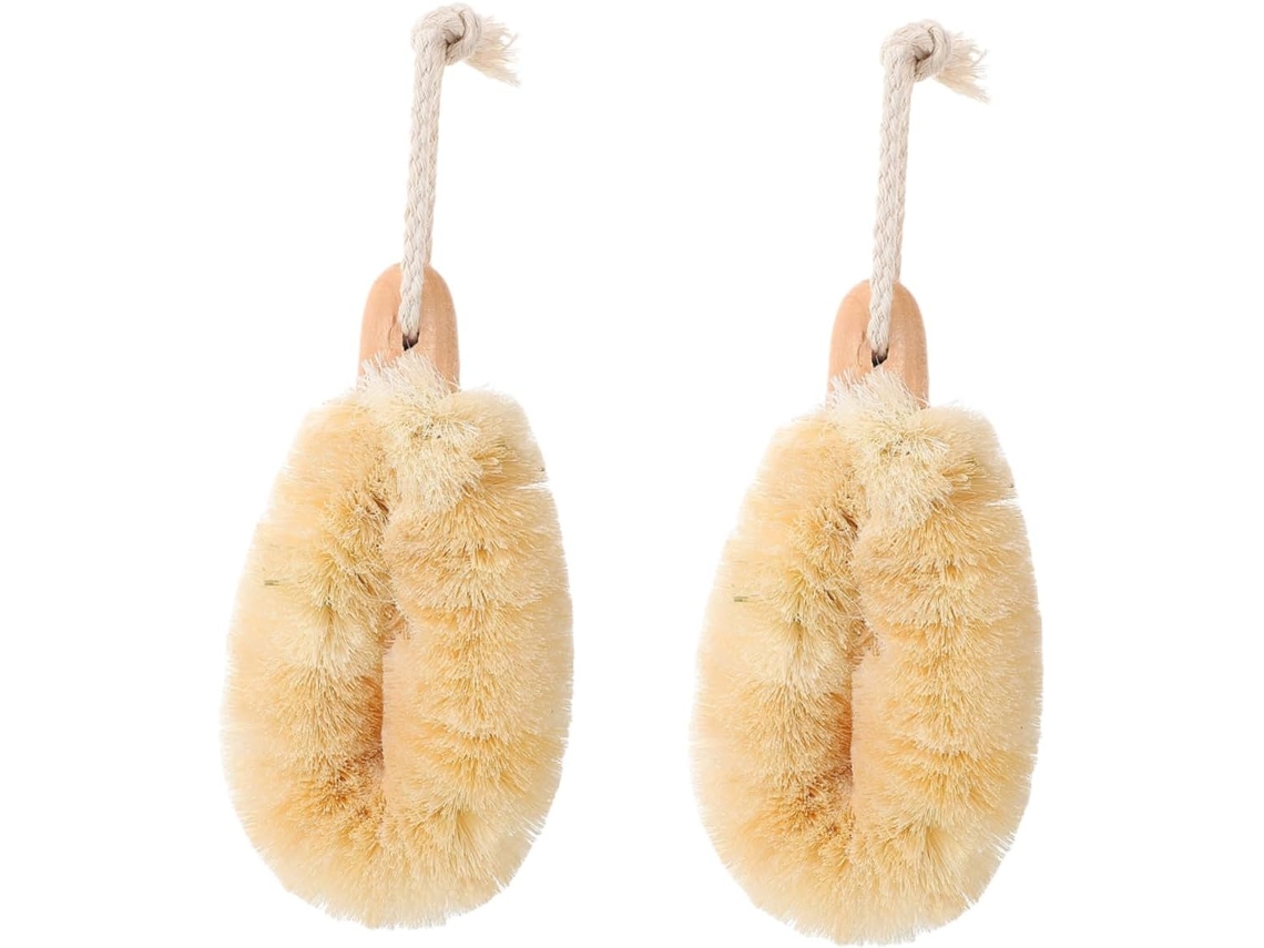 Conjunto De 2 Escovas Esfoliantes Corporais Sisal, Escova De Banho Esfoliante Com Cabo Ergonômico, Tamanhos Variados
