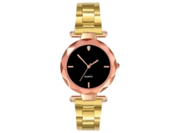 Relógio de Pulso Analógico de Quartzo com Pulseira de Aço Inox Alliage Estilo Fashion Dourado