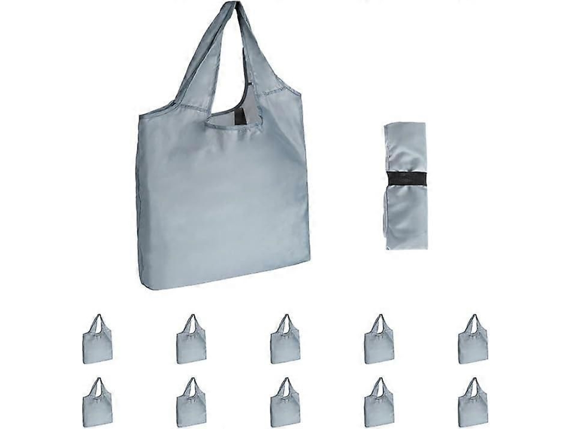 Sacola De Compras Reutilizável Com Alças, Tamanho Grande E Dobrável, Suporta Até 22,7 Kg (50 Lb), Lavável À Máquina (cinza, Pacote Com 10 Unidades)