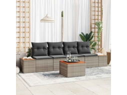 Vidaxl Conjunto De Sofá De Jardim 5 Unid. Cinzeto Rattan Sintético