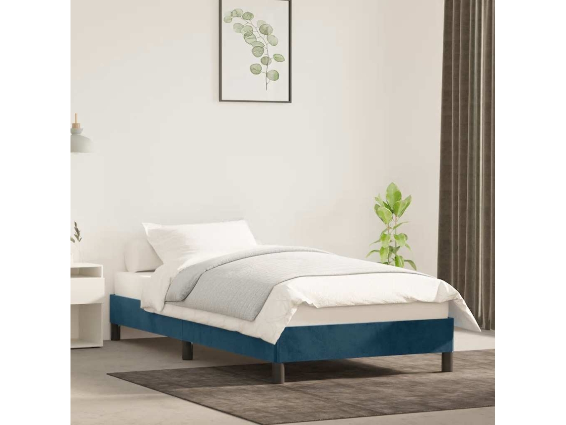 Vidaxl Estrutura De Cama Sem Colchão 90x190 Cm Veludo Azul-escuro