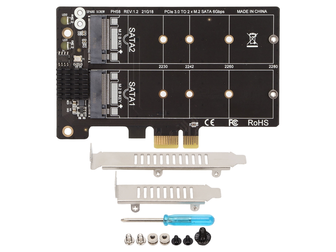 Placa Adaptadora Pcie 3.0 Para M.2 Ngff Sata Dual 6gbps Ssd Adapter Card