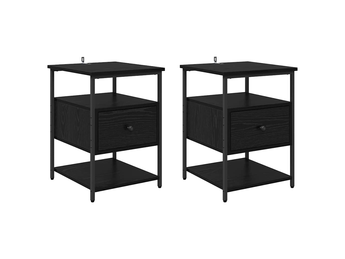 Conjunto de Armário de Cabeceira 2 Pcs Carvalho Preto MAISON EXCLUSIVE 40x42x56 cm