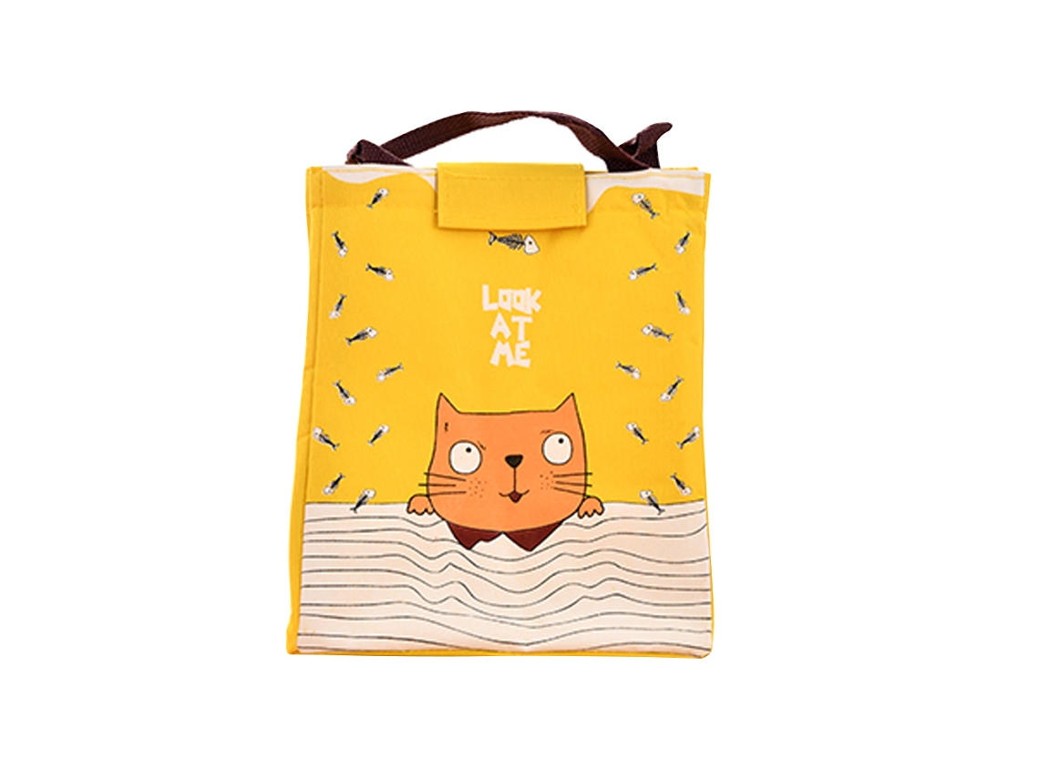 KOFIHETY Mala Térmica Portátil Para Almoço, Bolsa De Mão Com Gato Amarelo Para Adultos E Crianças