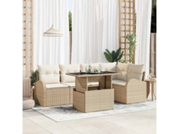 Vidaxl Conjunto De Sofá De Jardim 6 Unid. Marrom E Creme Vime Pe