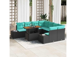 Vidaxl Conjunto De Sofá De Jardim 9 Unid. Preto Rattan Sintético