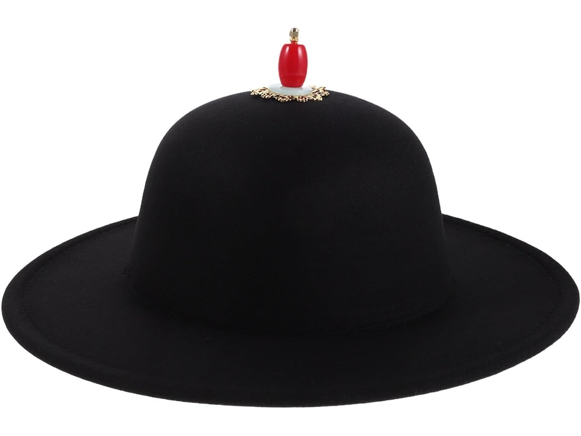 Chapéu Jinyiwei De Feltro Preto Com Aba Larga E Alça De Queixo Ajustável, Estilo Cosplay Vintage.