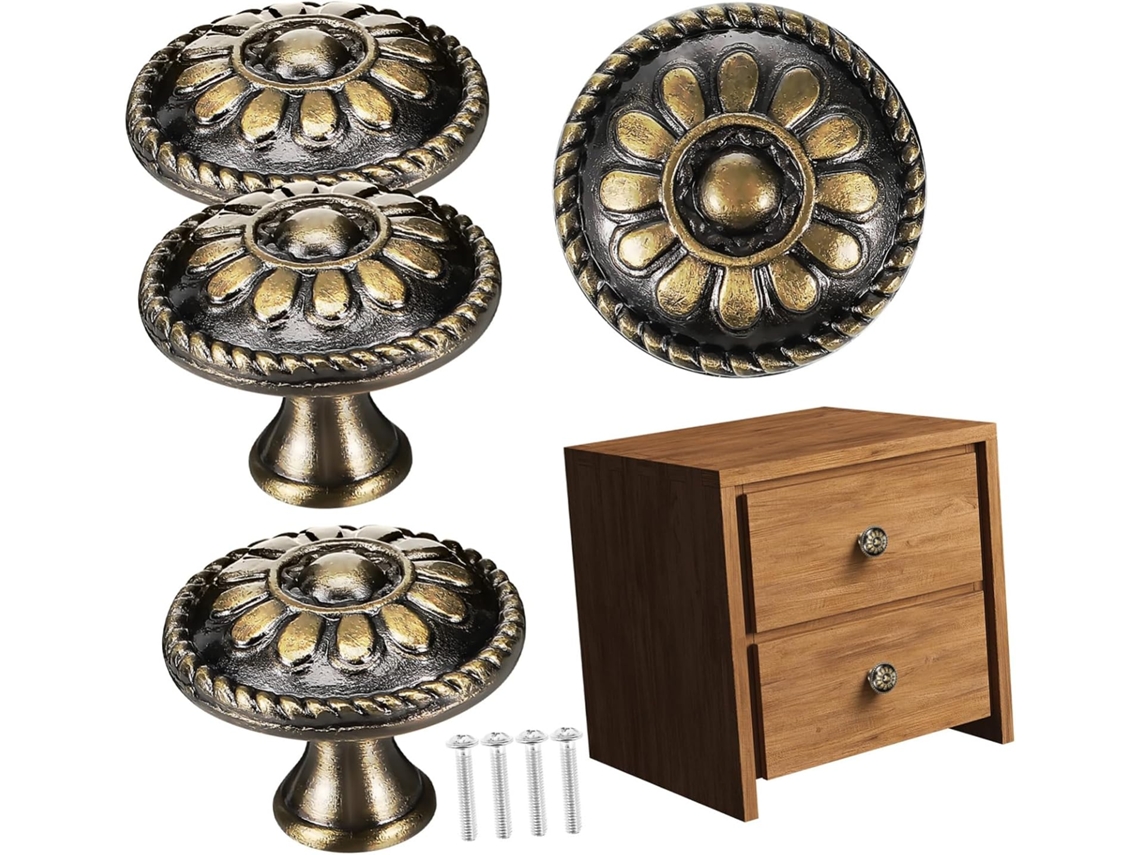 Ifundom Conjunto De 4-puxadores Vintage Em Liga Zinco Para Portas Armários Com Designs Intrincados Cômoda E Armário