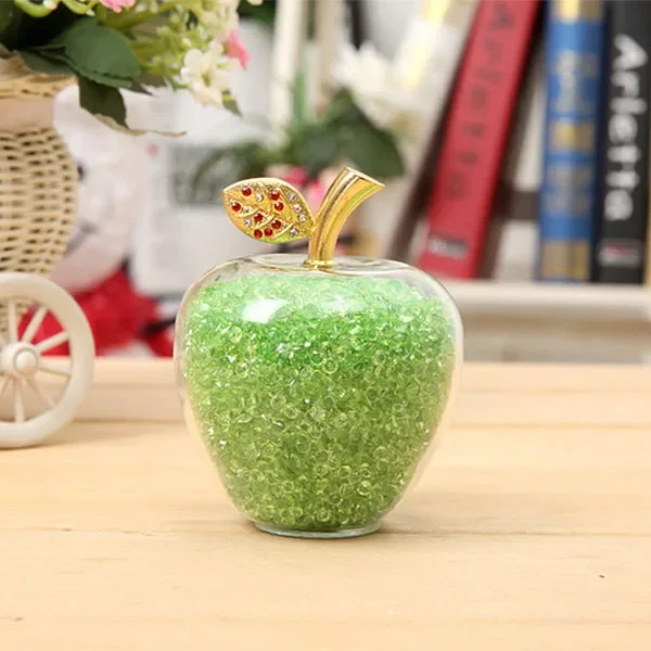 (verde, 8cm) Ornamento De Maçã De Cristal, Incrustado Com Diamantes, Artesanal