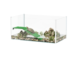 Aquário Tartarugas Plataforma Rampa 360° 60x35x28 Cm Branco
