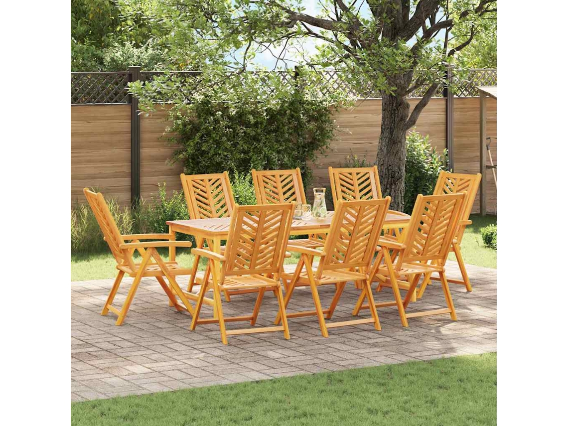 Vidaxl Conjunto De Jantar Para Jardim 9 Unid. Castanho