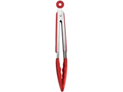 Talheres de aço inoxidável Slowmoose com cabo de silicone antiderrapante para servir e cozinhar (vermelho, 18 cm)