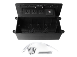 Tomada Pop Up Oculta de Mesa com 3 Tomadas e 2 Portas Usb Painel Preto