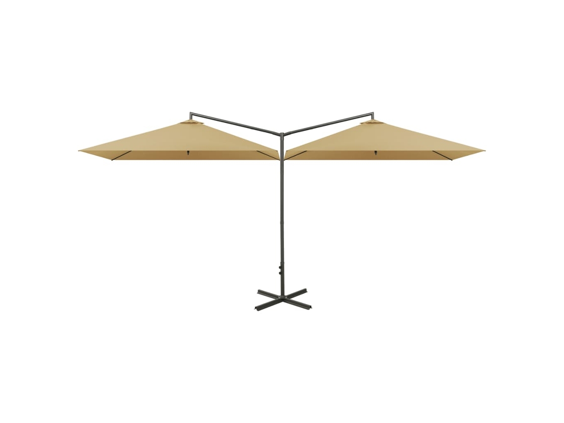 Guarda-sol de Jardim com Poste de Aço 600x300cm Cinza Acastanhado MAISON EXCLUSIVE