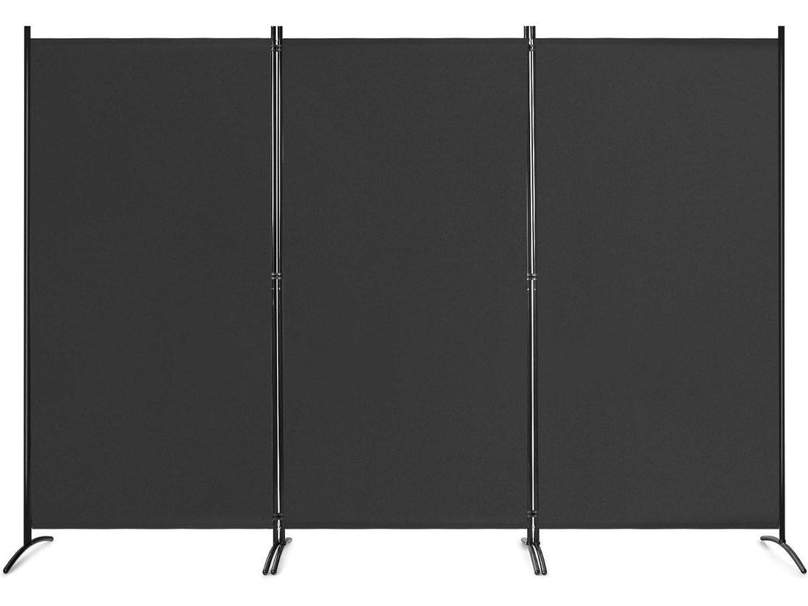 Divisória de 3 Peças 260 X 183 Cm/Painel Divisório com Pé Ajustável Painel de Privacidade COSTWAY