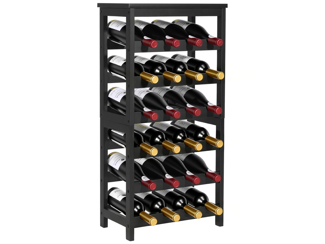 Garrafeira De Bambu Para 24 Garrafas, 6 Níveis, 410 X 240 X 823 Mm, Preta Vevor