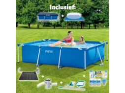 Piscina com Estrutura Retangular INTEX 220 X 150 X 60 Cm Azul Incluída Acessórios Cb97