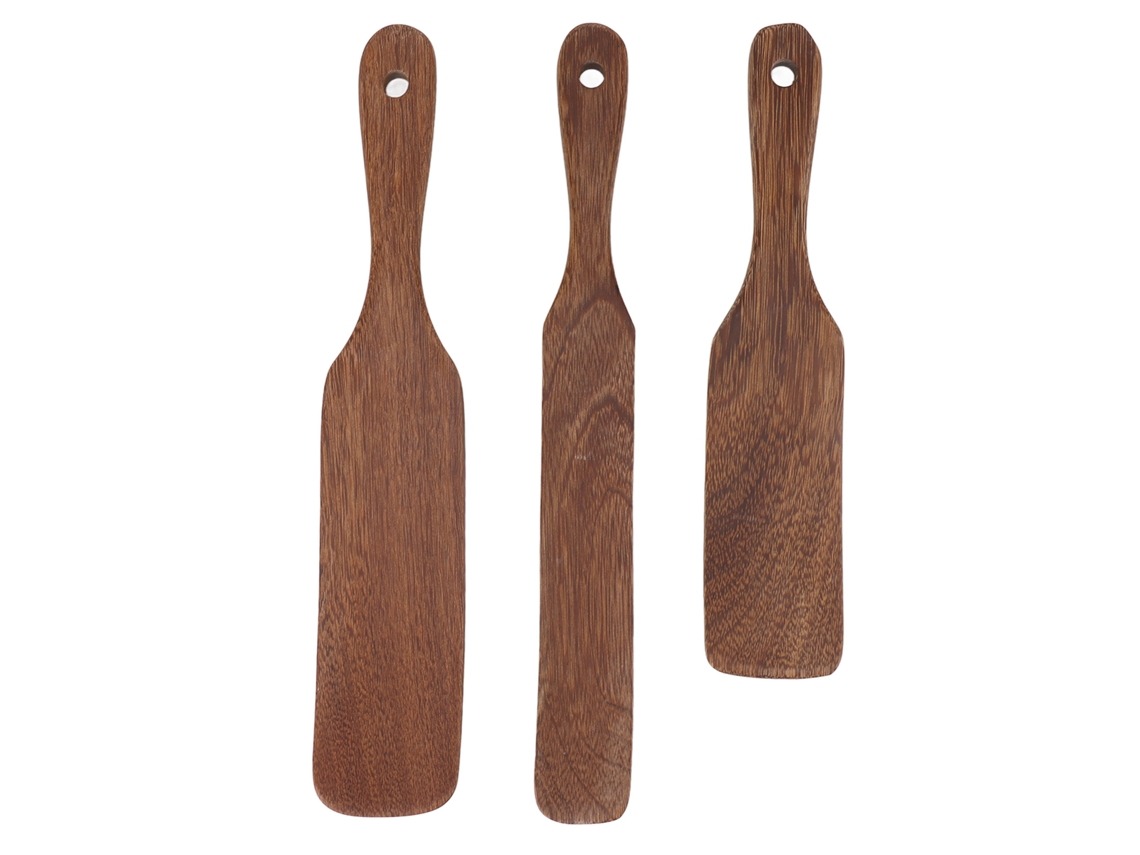 3 Espátulas De Madeira Com Cabeça Larga Antiderrapantes Para Bife Pizza Salada E Leite