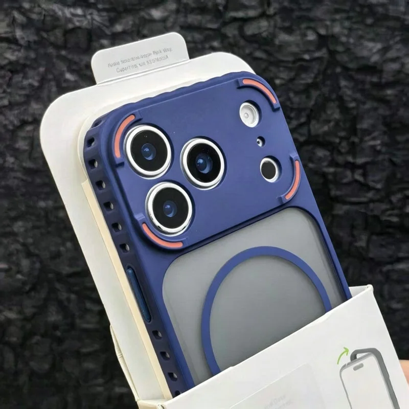 Capa Protetora Magnética (azul Para Iphone 12 Pro), Textura Fosca, Transparente, Para Carregamento Sem Fio.