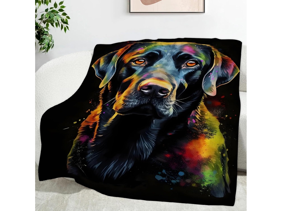 Manta Labrador Cores Vibrantes 180x200 Cm Multifuncional Macia Aconchegante em Flanela Ideal para Cama Escritó