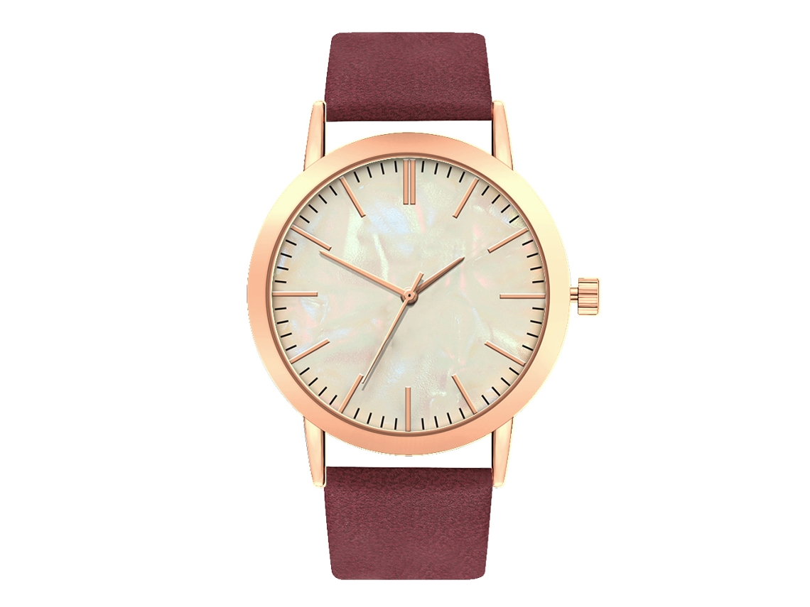 Relógio de Pulso de Quartzo para Casal Feminino e Masculino com Pulseira Pu Estilo Moderno Roxo