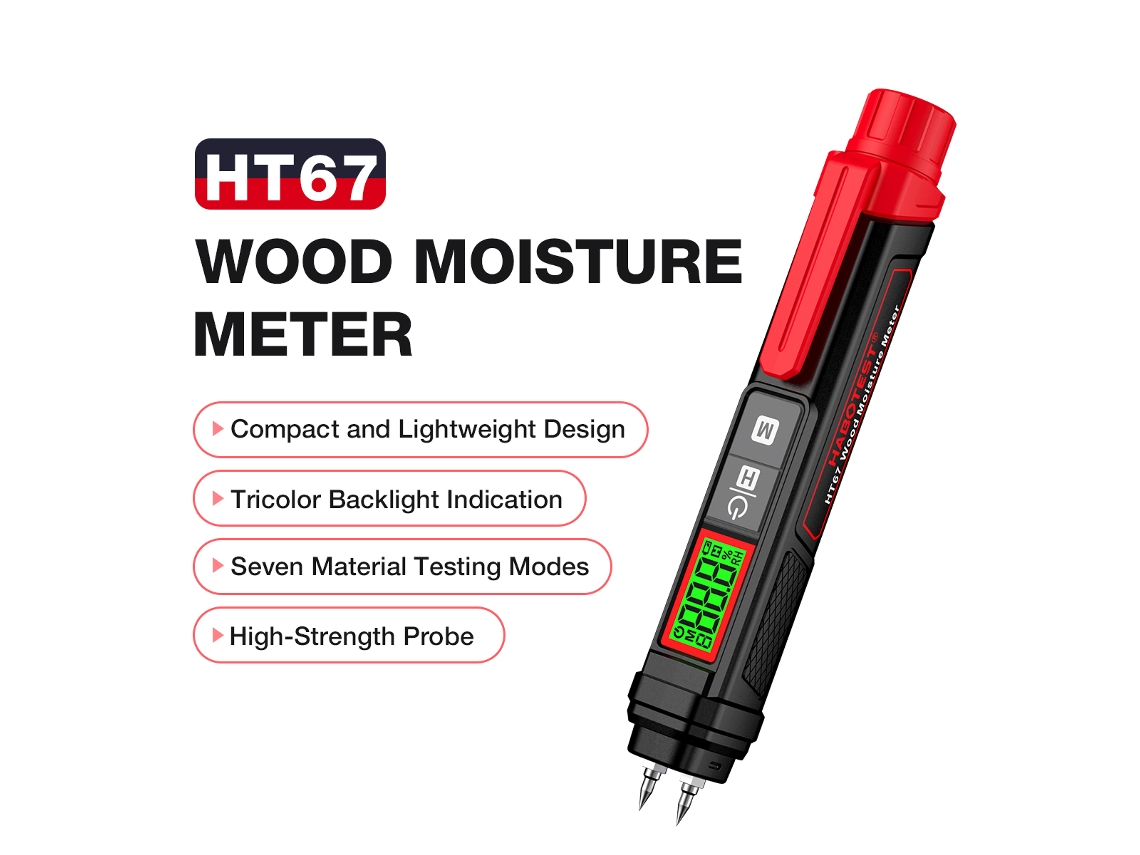 Habotest Ht67 Digital 2pinos Medidor Umidade Madeira 0-58%