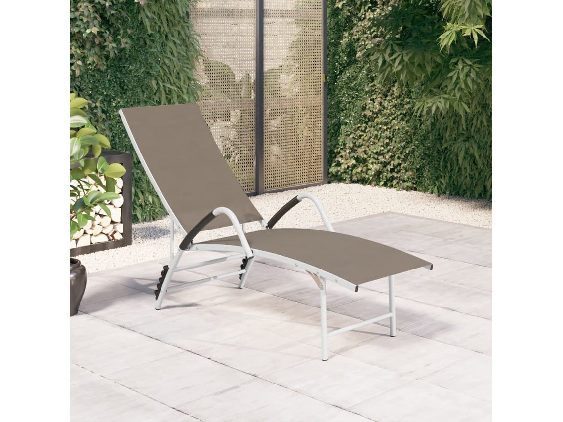Espreguiçadeira | Chaise Longue | Cadeira Textilene E Alumínio Cinzento Acastanhado Wsd233530 Lovely Home