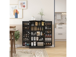 Armário De Cozinha Com 2 Portas E 16 Prateleiras Armário De Cozinha Moderno Com Prateleiras Ajustáveis 60x30x104 Cm Preto