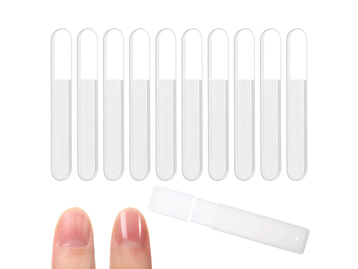 10 Lixas de Vidro Polidor para Unhas Naturais com Estojo NEVEANCE