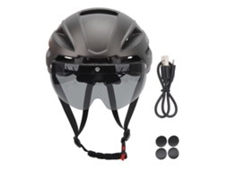 2026 casco de Bicicleta Adulto Cjd XXL Con Luz Trasera Usb Recargable Y Gafas Magnéticas Desmontables para Hombre Mujer Ciclistas Gris Titanio