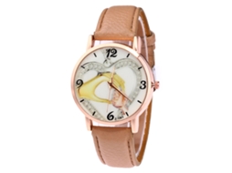 Relógio feminino analógico de quartzo com pulseira de couro PU Zhoulianfa Gift Jewelry (café claro)