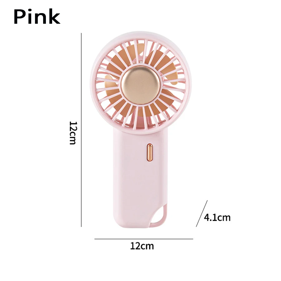 Mini ventilador MDUG rosa silencioso de três velocidades com bateria de 500 Mah