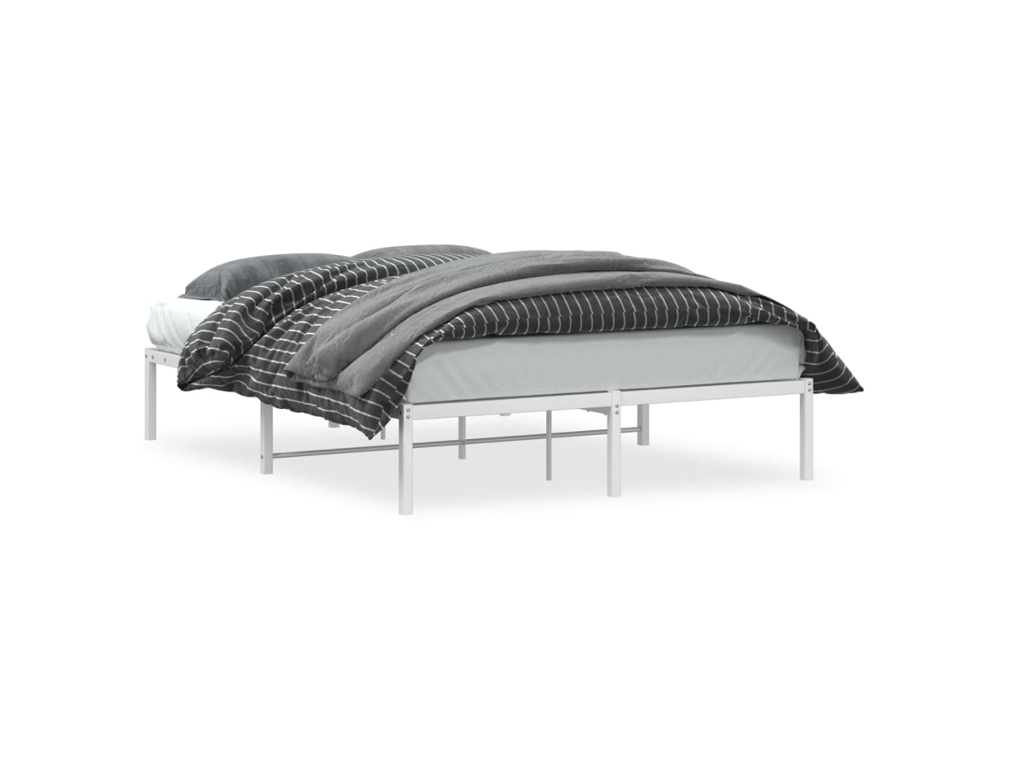 Bed Frame, Bed Frames Vidaxl Branco Aço (140 X 200 Cm)