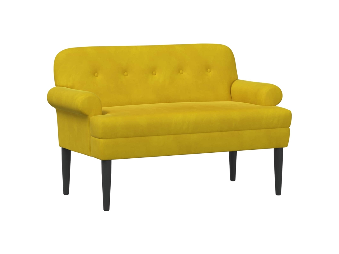 Vidaxl Sofá De Dois Lugares Com Botão Acolchoado Amarelo Veludo