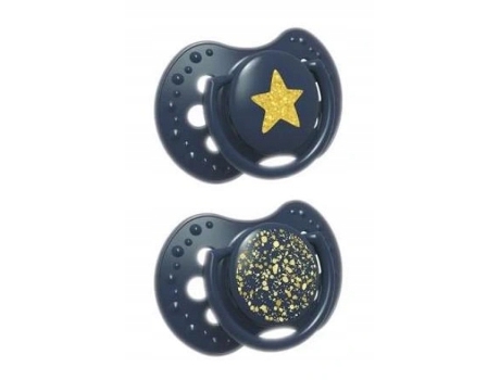 Chupeta De Silicone Dinâmico Lovi Stardust 3 6m, Azul Conjunto De 2 Canpol